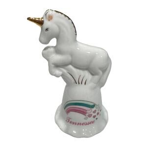 Ceramic Bell Unicorn Tennessee Rainbow with Hearts Souvenir Decoration